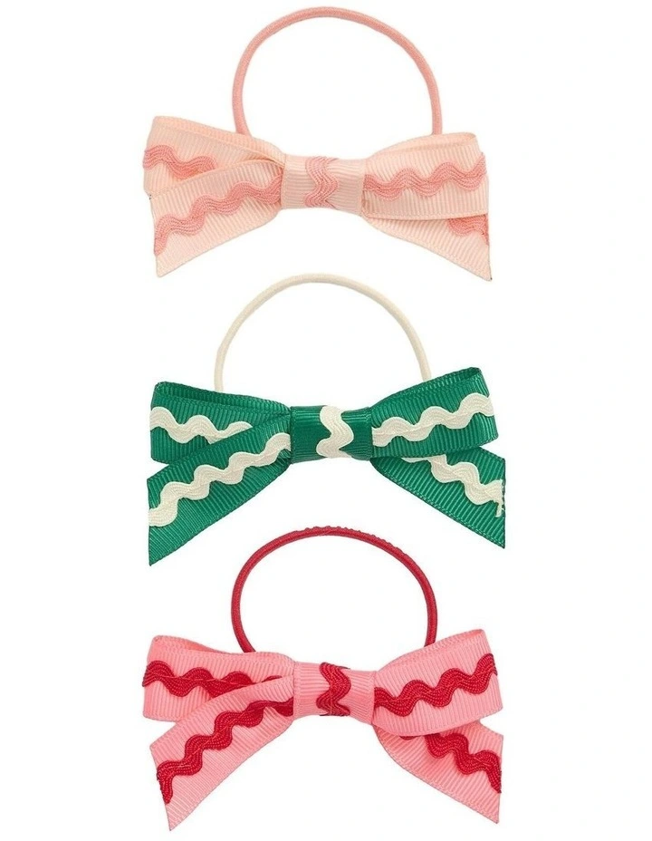 Ric Rac Bow Pack Of 3 in Blush image 1
