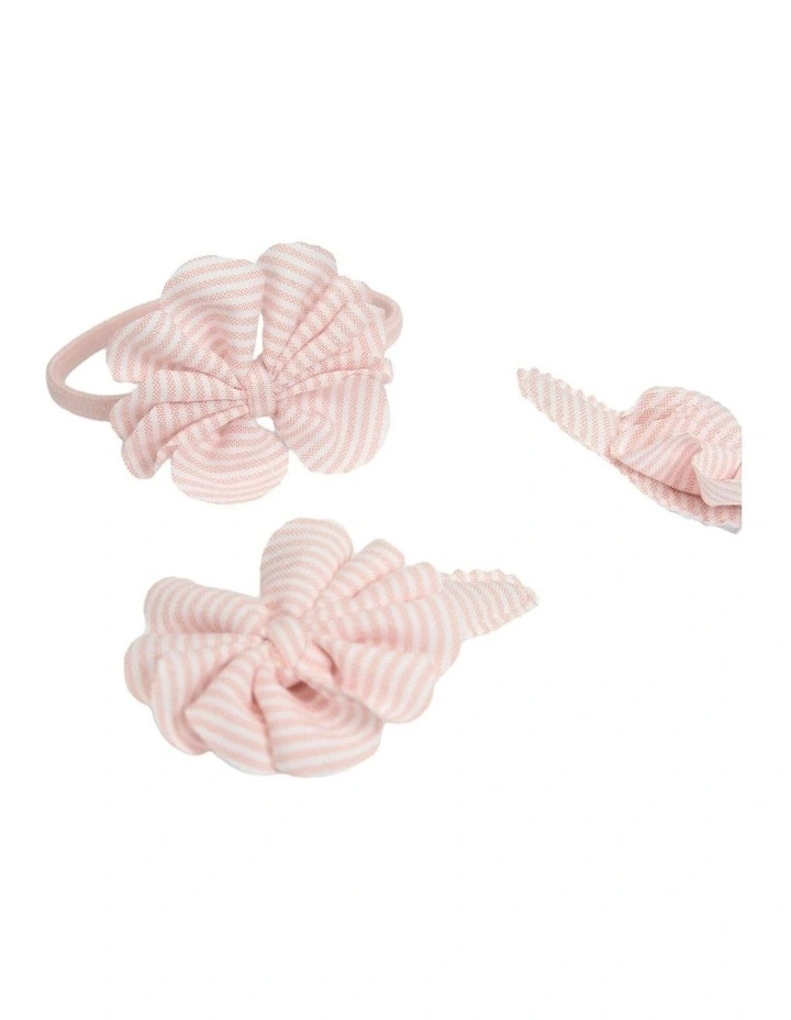 Gathered Bow Clip Pack Of 3 in Blush image 2
