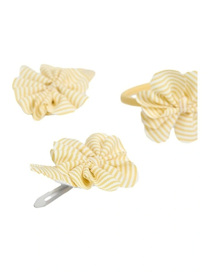 Gathered Bow Clip Pack Of 3 in Butter image 2
