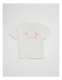 Short Sleeve Print Applique T-shirt in Marshmallow