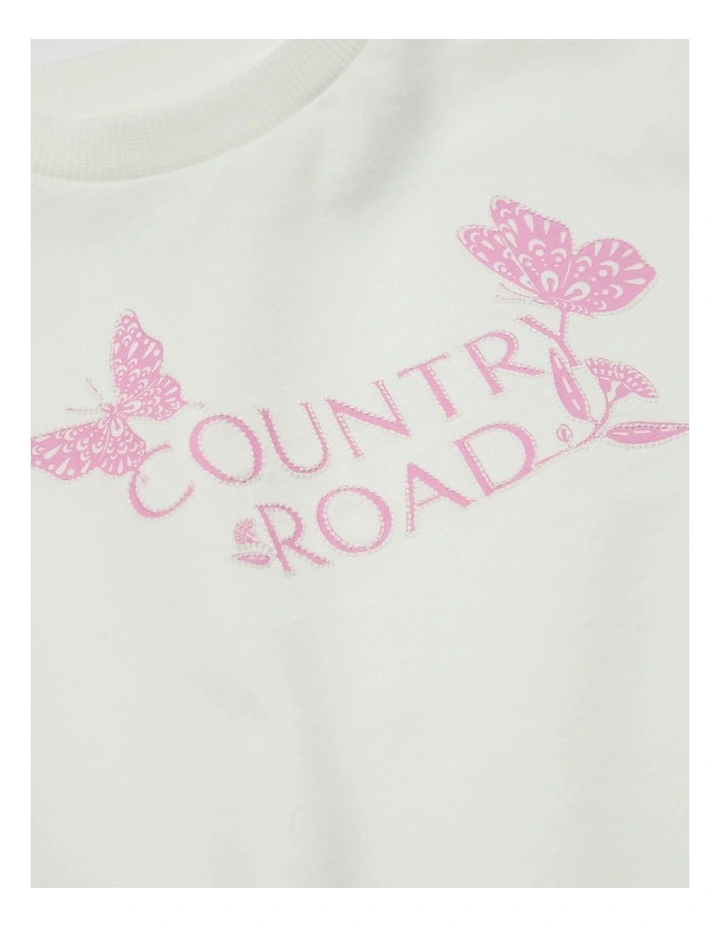Short Sleeve Print Applique T-shirt in Marshmallow image 2
