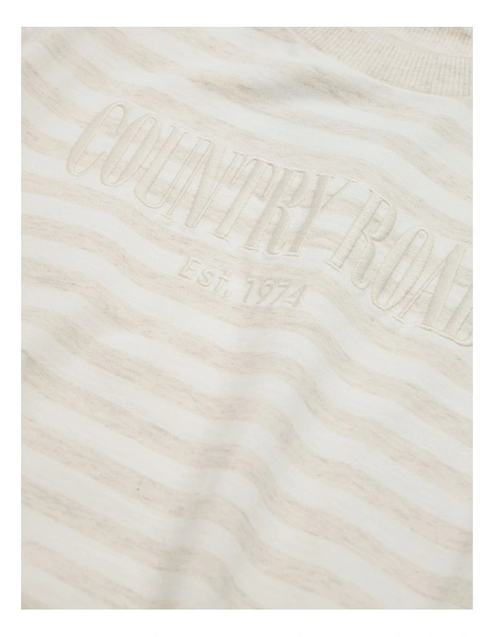 Australian Cotton Short Sleeve Heritage T-shirt in Oatmeal Marle Stripe image 2