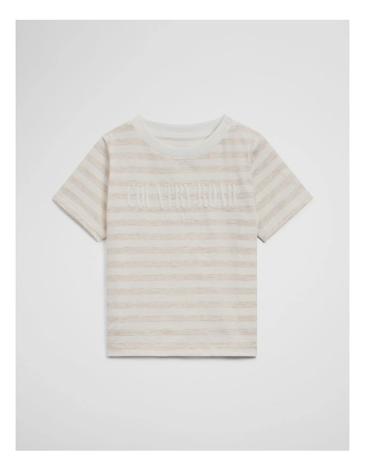 Short Sleeve Heritage T-shirt in Oatmeal Marle Stripe image 1