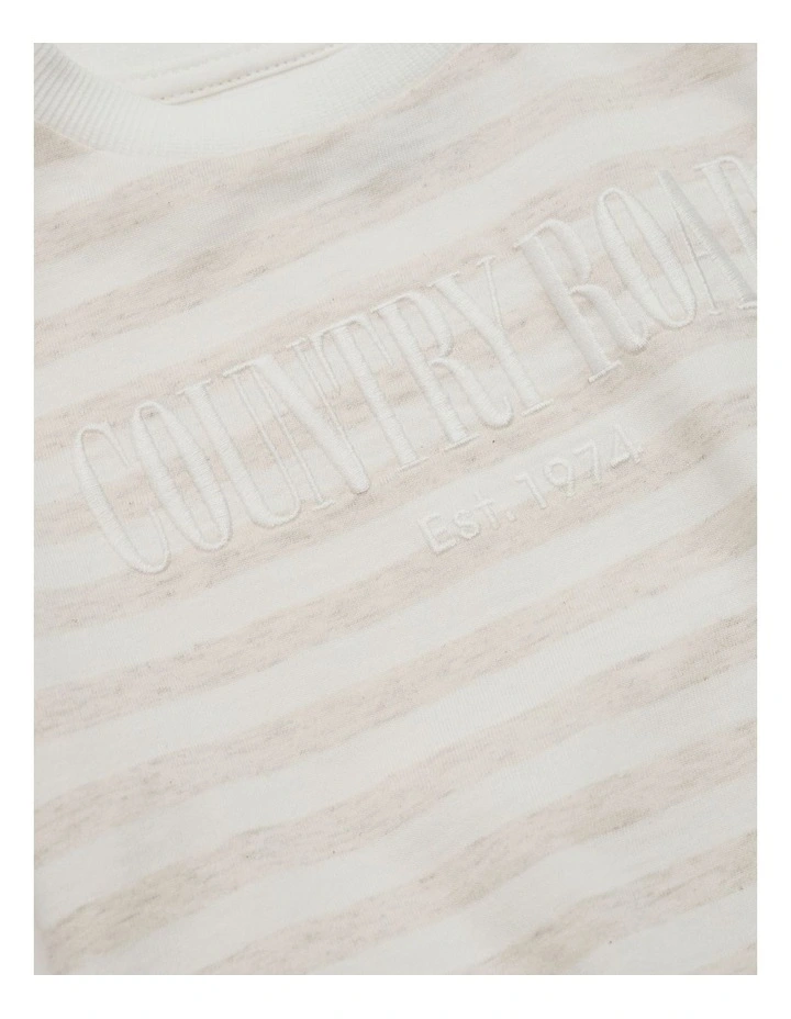 Short Sleeve Heritage T-shirt in Oatmeal Marle Stripe image 2