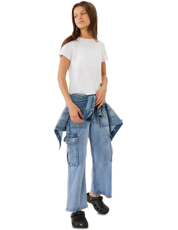 Eliza Denim Cargo Jean in Miami Blue image 1