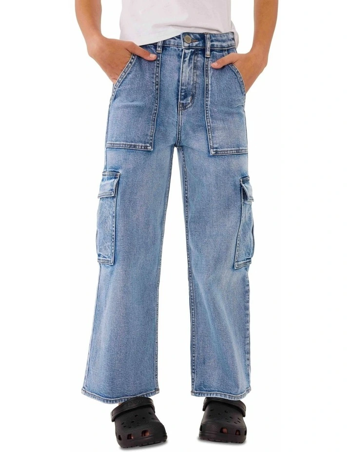 Eliza Denim Cargo Jean in Miami Blue image 2