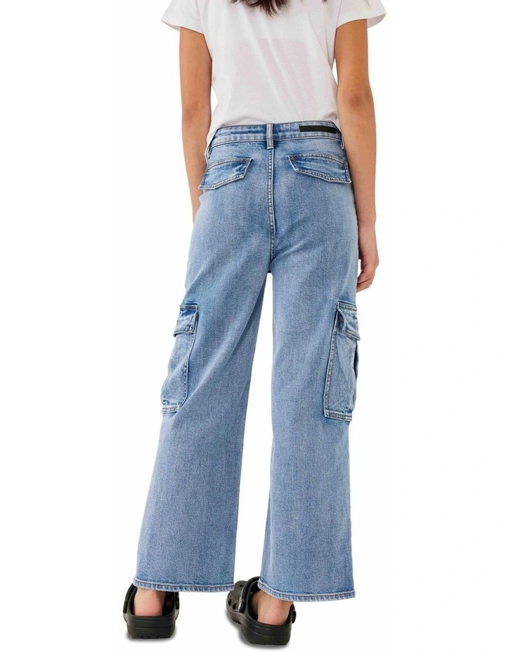 Eliza Denim Cargo Jean in Miami Blue image 3