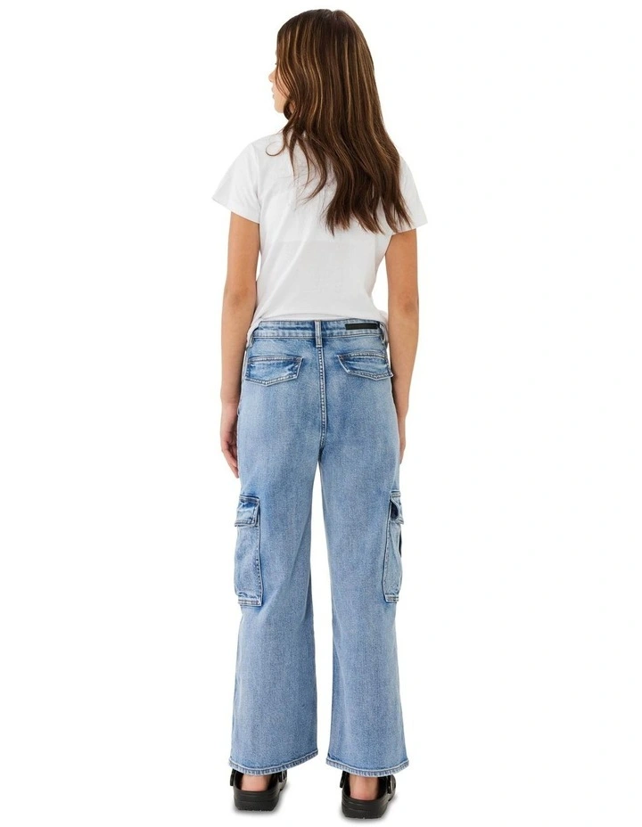 Eliza Denim Cargo Jean in Miami Blue image 4