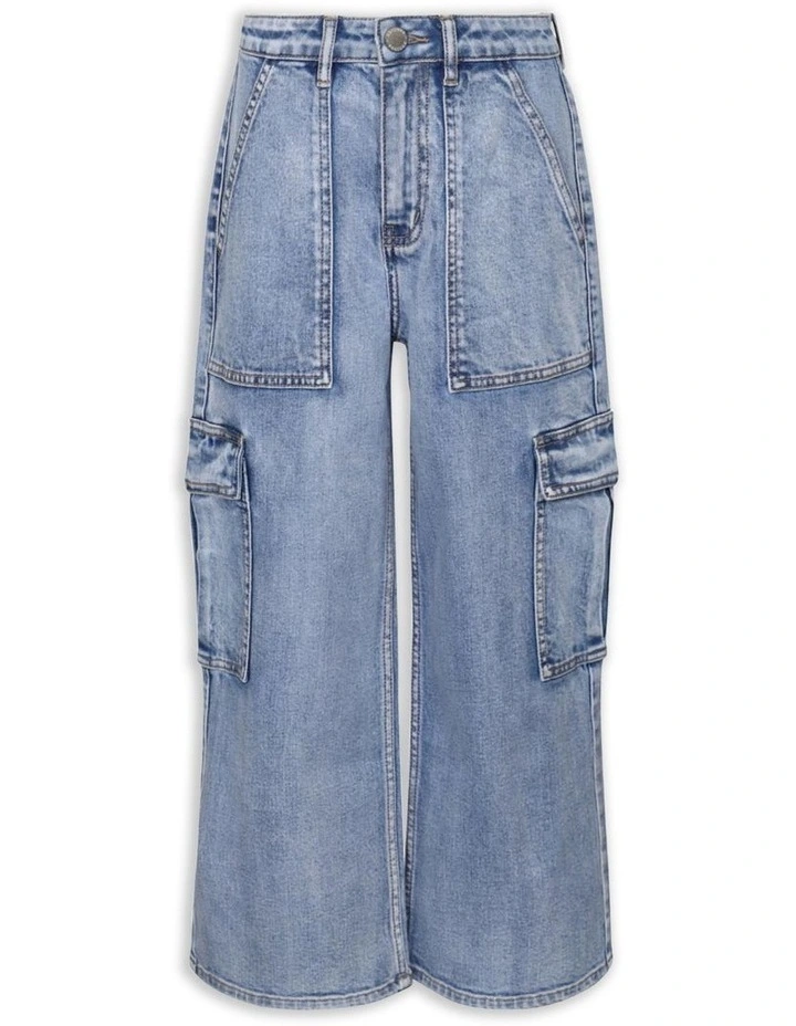 Eliza Denim Cargo Jean in Miami Blue image 5