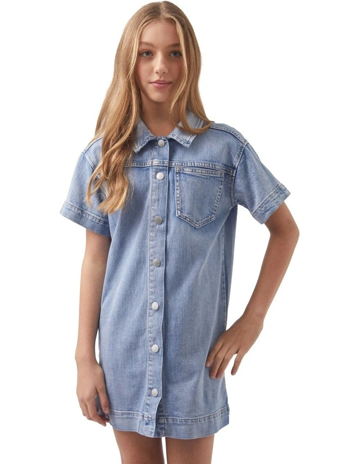 Rylie Boxy Denim Dress in Orlando Blue image 3