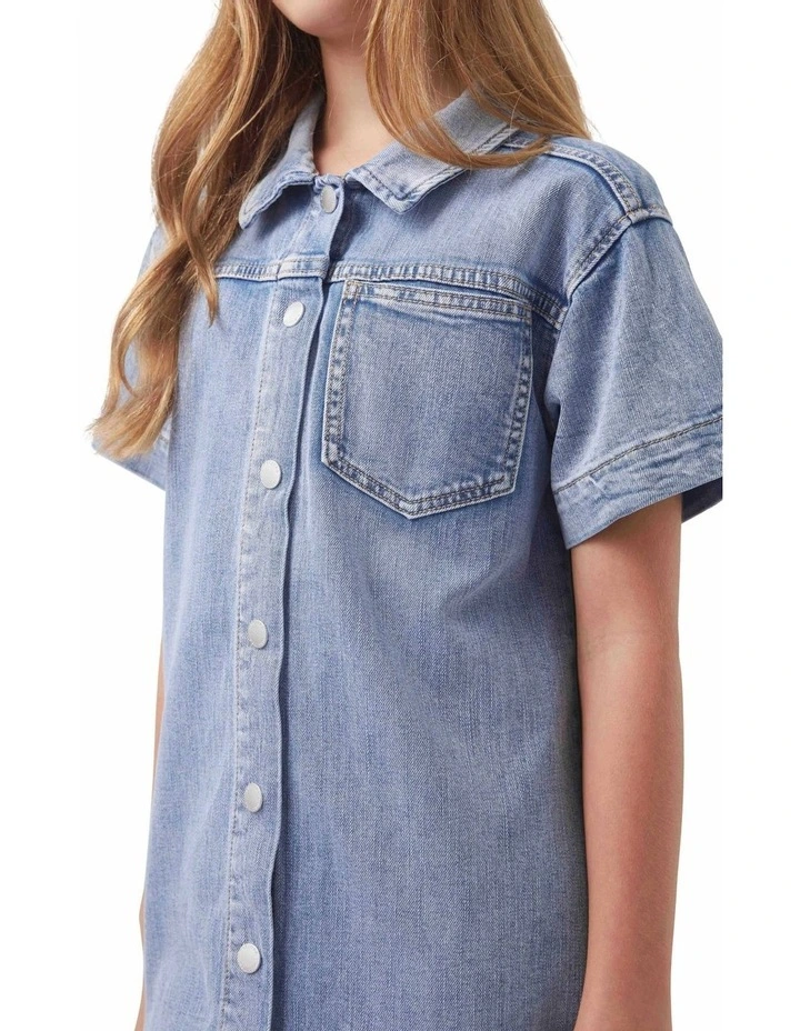 Rylie Boxy Denim Dress in Orlando Blue image 4