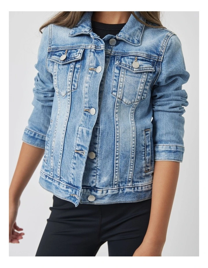 Isla Faded Denim Jacket in Miami Blue image 3