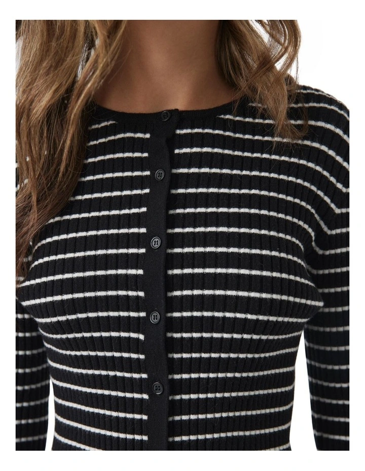 Greta Button Top in Black Stripe image 3