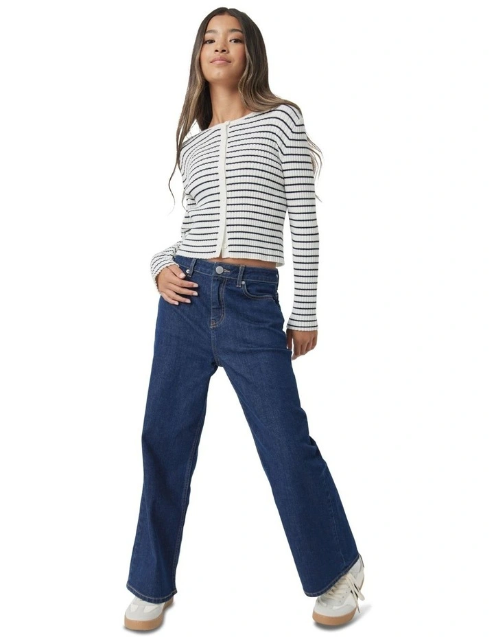 Greta Button Top in Cream/Navy Stripe image 1