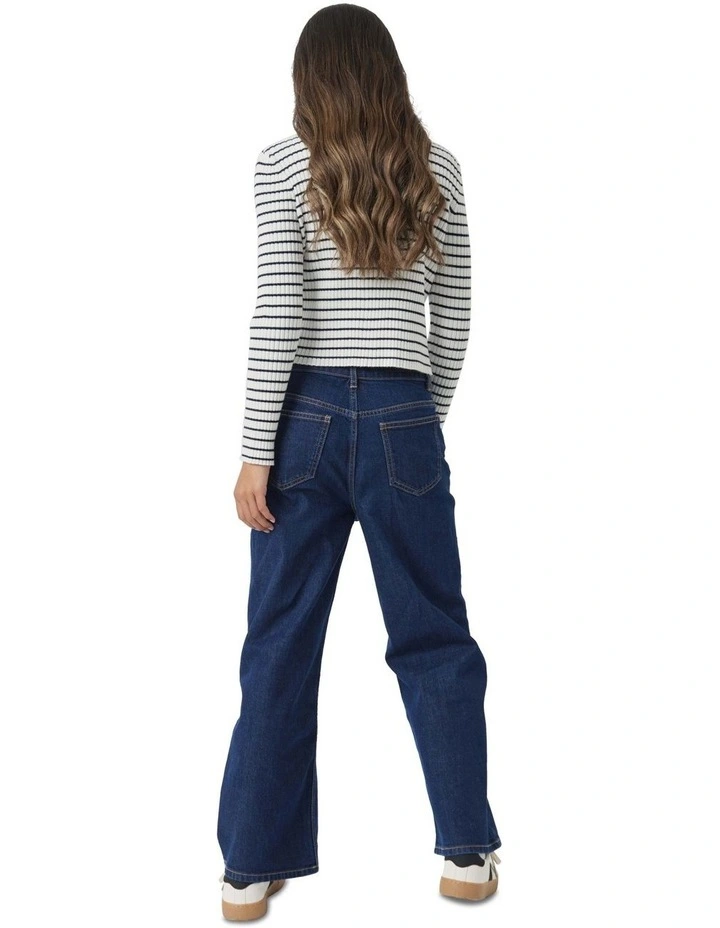 Greta Button Top in Cream/Navy Stripe image 4