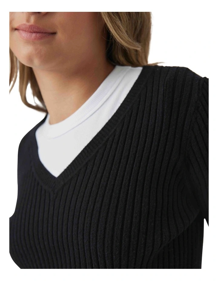 Greta V Neck Top in Black image 3