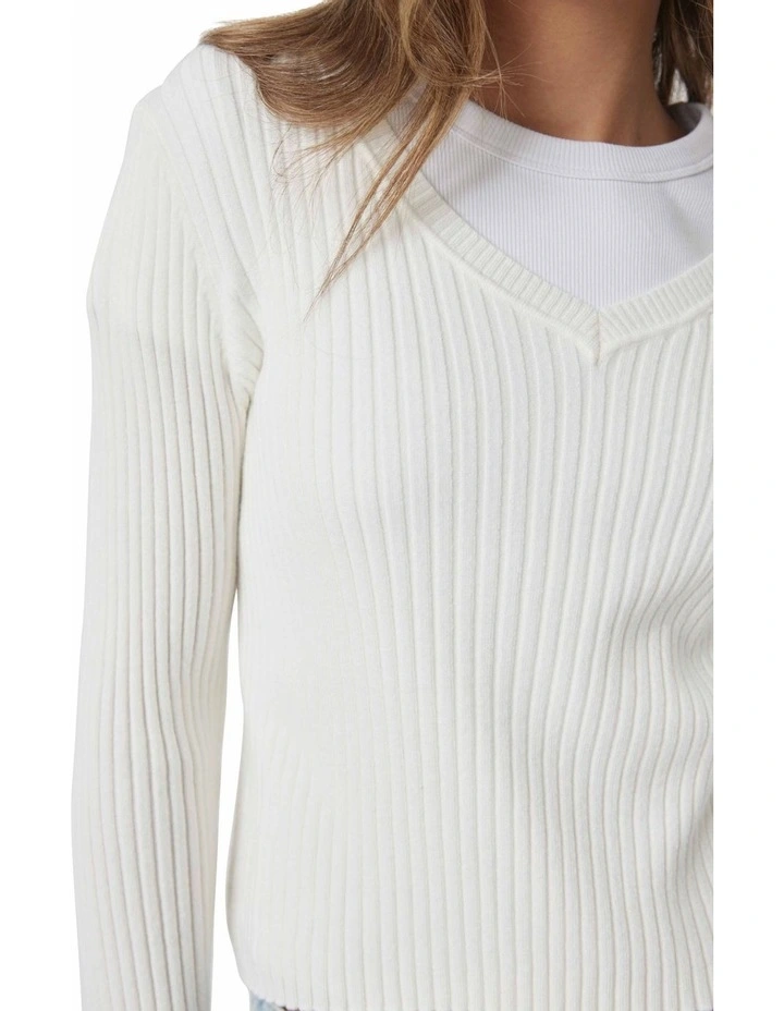 Greta V Neck Top in Cream image 3