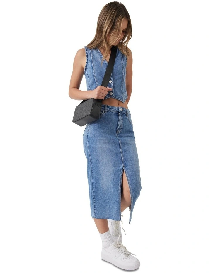 Rory Denim Maxi Skirt in Cove Blue image 1