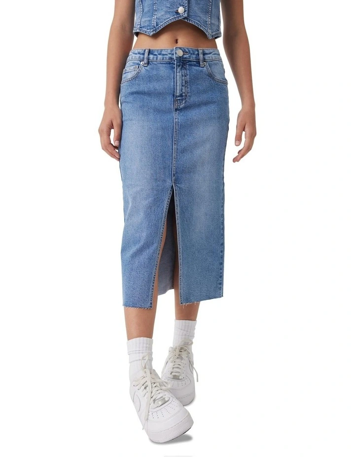 Rory Denim Maxi Skirt in Cove Blue image 2