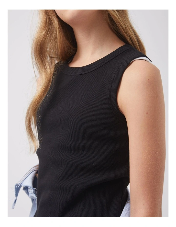 Harper Cropped Tank in Black image 3