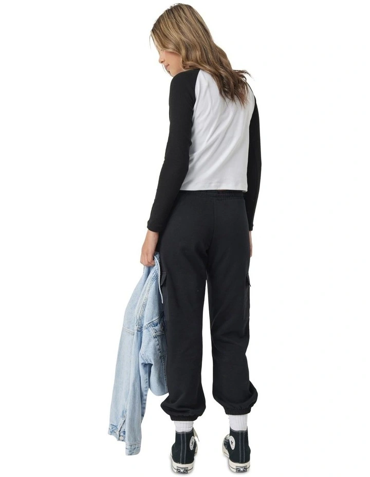 Long Sleeve Raglan Tee in White/Black image 4