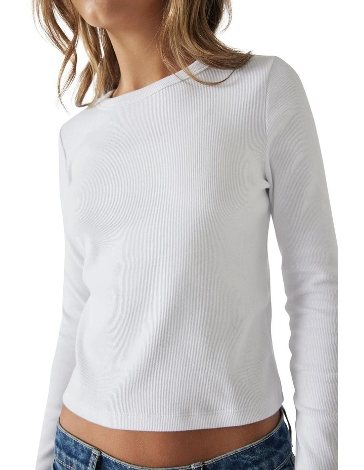 Harper Long Sleeve Tee in White image 3