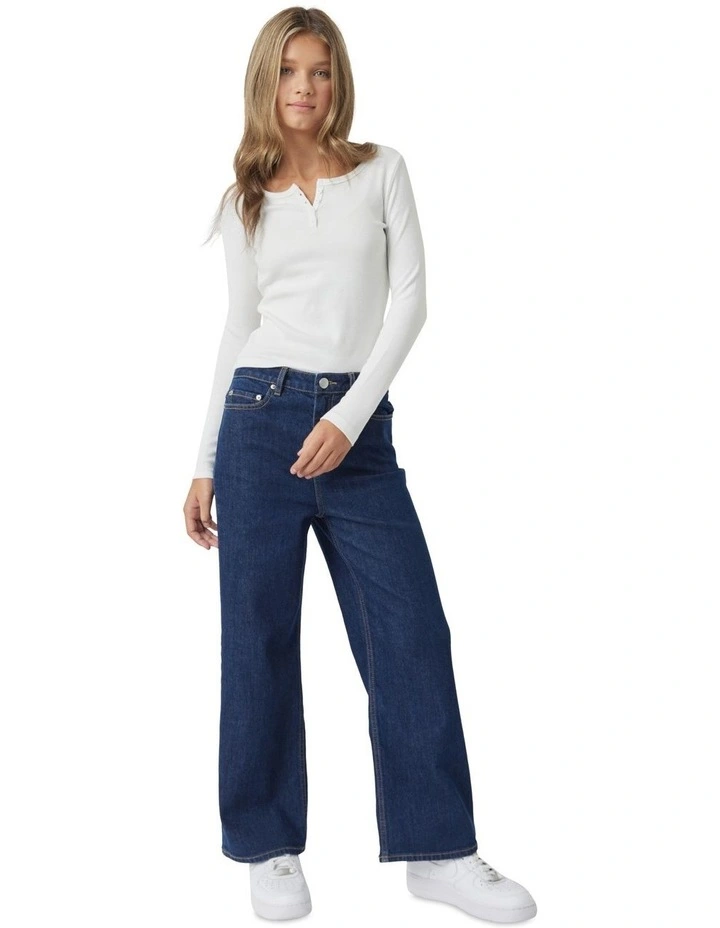 Luna Button Tee in Cream image 1