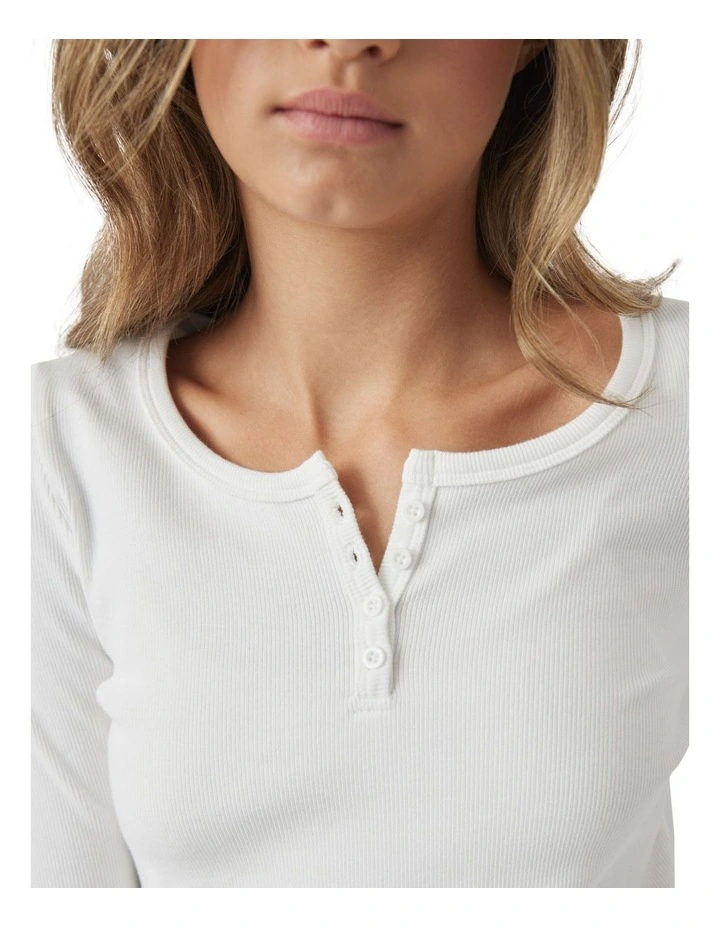 Luna Button Tee in Cream image 3