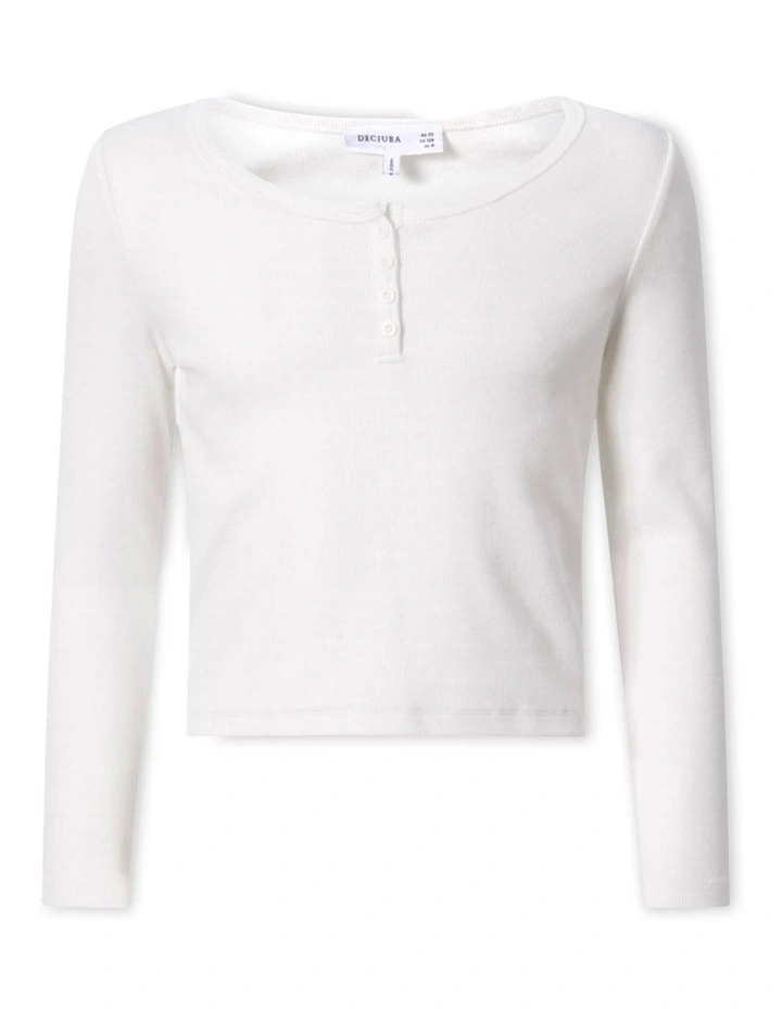 Luna Button Tee in Cream image 5