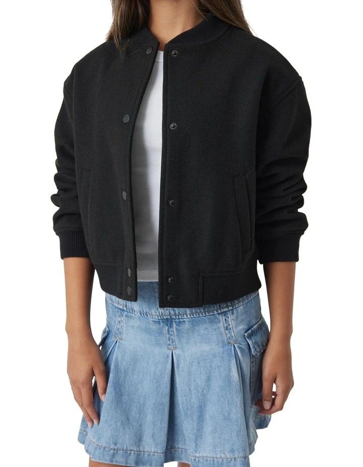 Oversized Soft Bomber in Black image 3