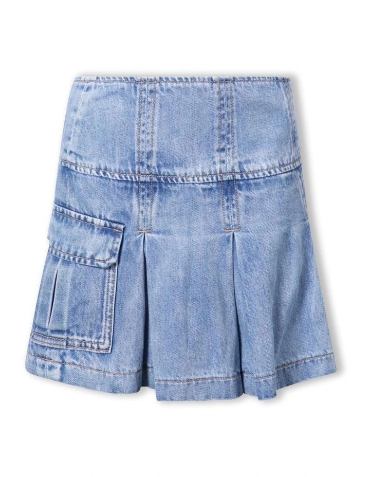 Lena Pleated Skirt in Mid Blues image 5