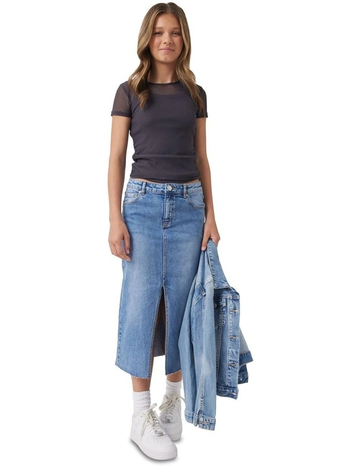 Nicki Mesh Tee in Grey image 1