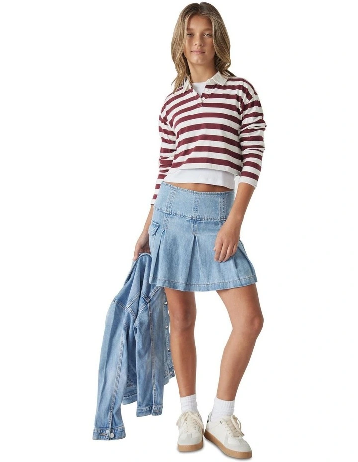 Abbie Rugby Long Tee in Burgundy image 1