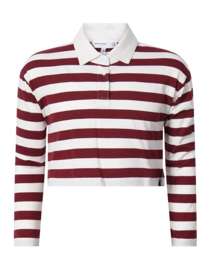 Abbie Rugby Long Tee in Burgundy image 5