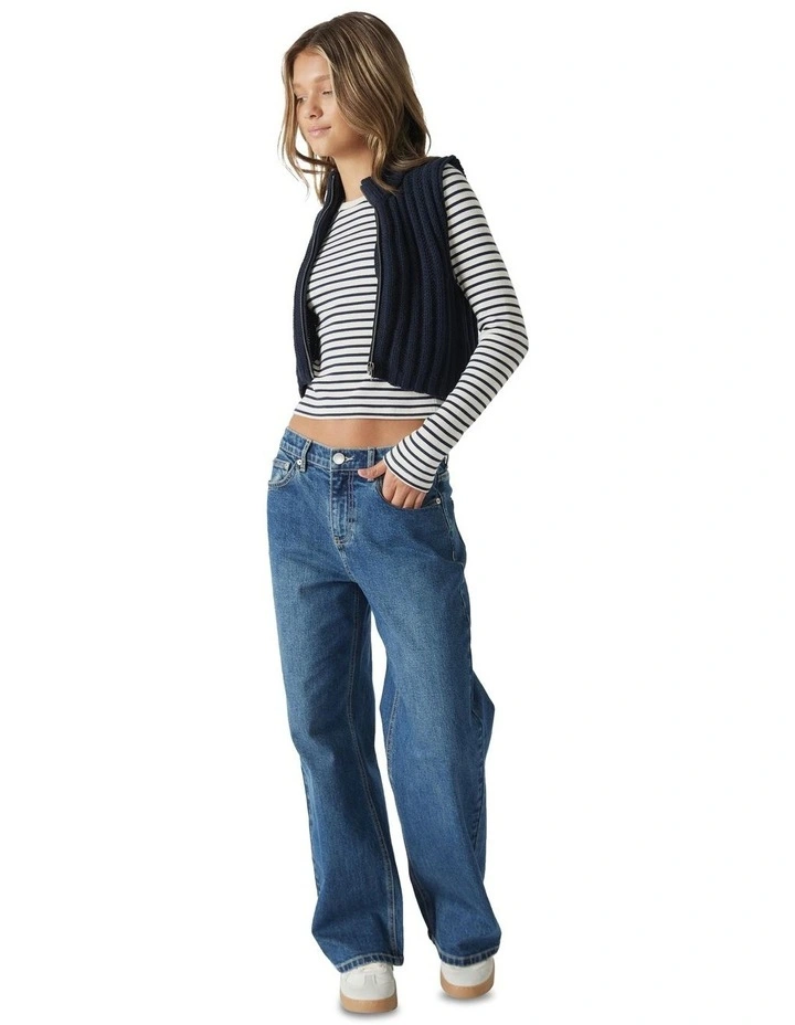 Mari Rib Knit Vest in Navy image 1