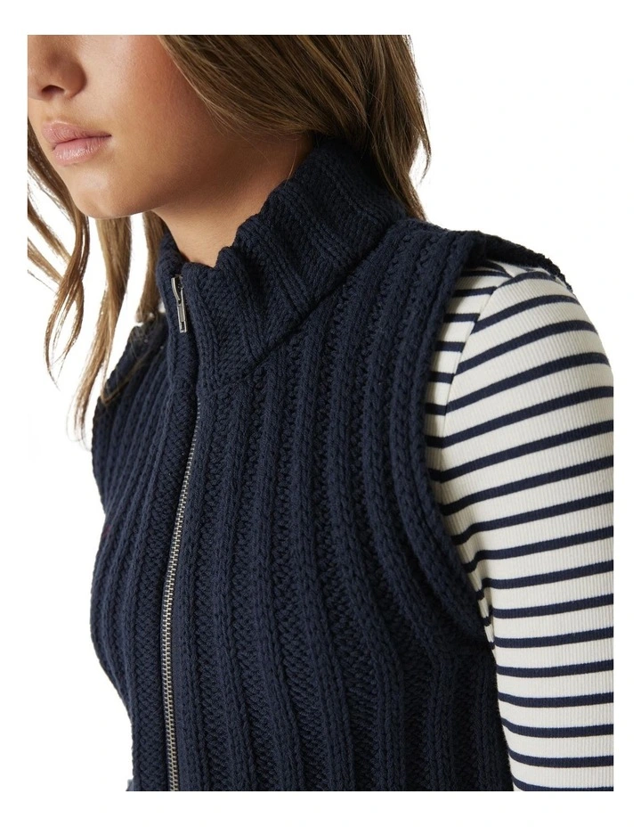 Mari Rib Knit Vest in Navy image 3