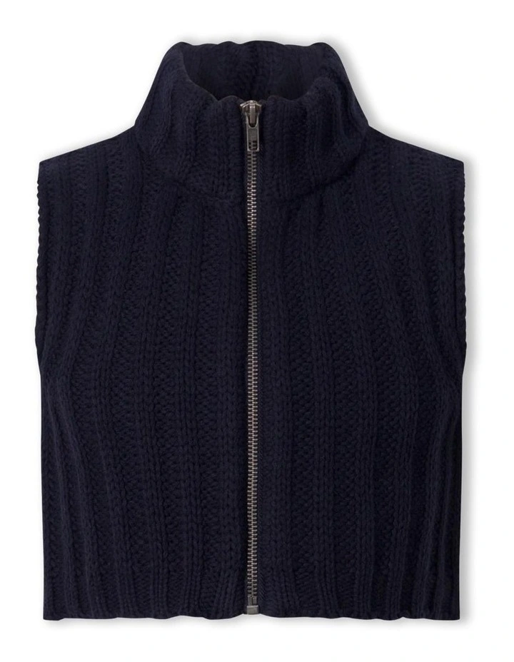 Mari Rib Knit Vest in Navy image 5