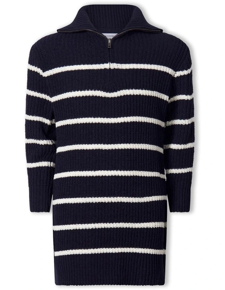 Mia Zip Neck Dress in Navy image 5