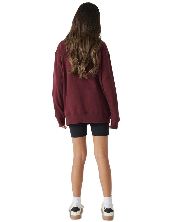 Crew Neck San Fran Zip Pullover in Burgundy image 4