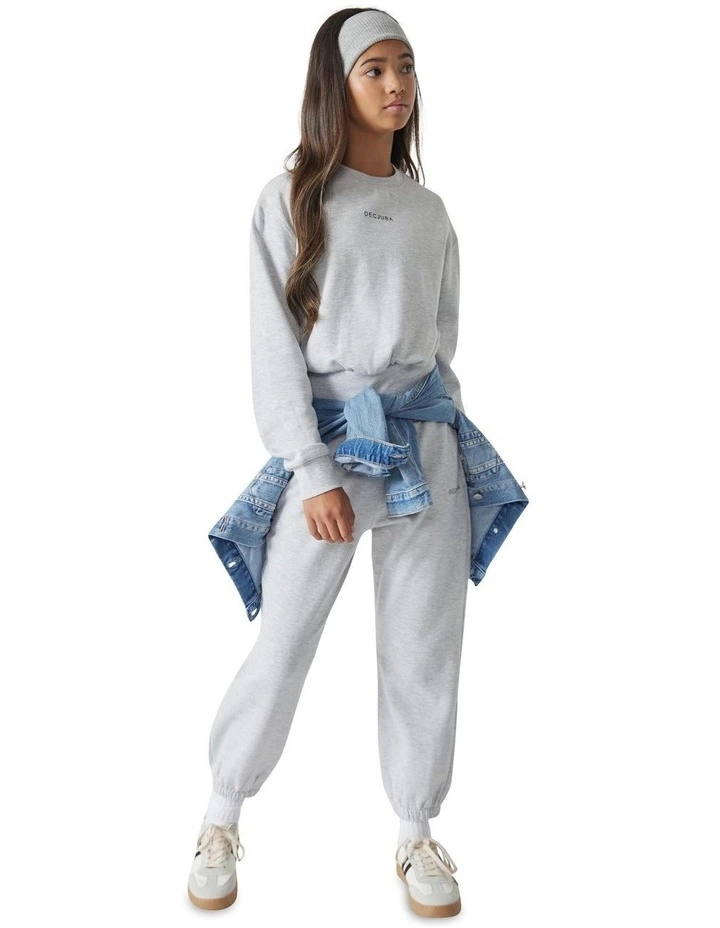 Logo Oversized Crop Top in Grey Marle image 1