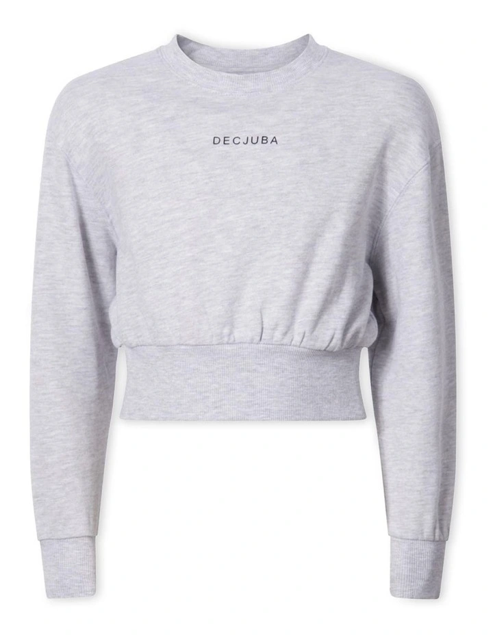 Logo Oversized Crop Top in Grey Marle image 5