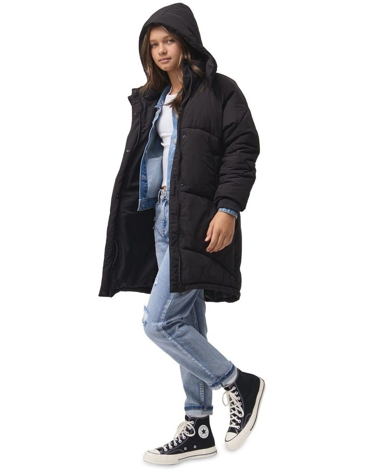 Emily Longline Puffer Jacket in Black image 1