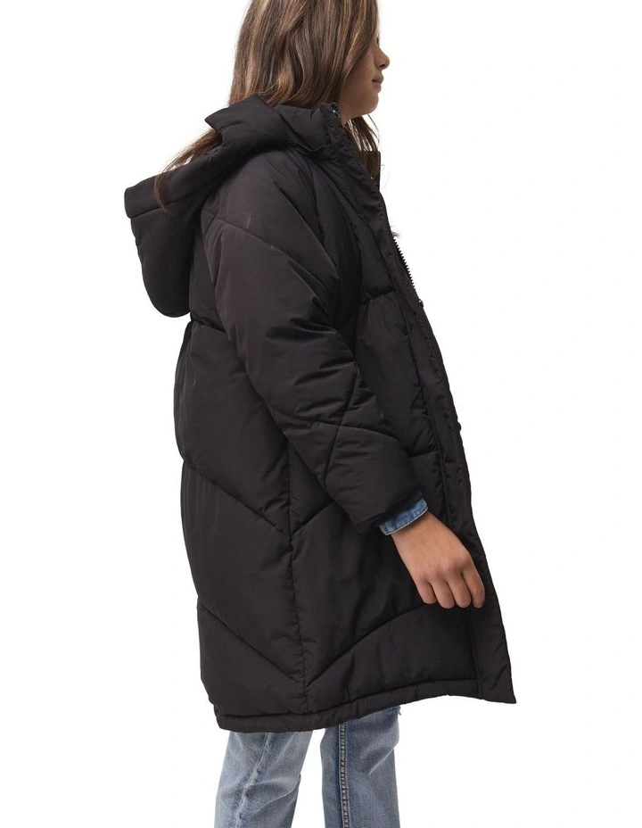 Emily Longline Puffer Jacket in Black image 3