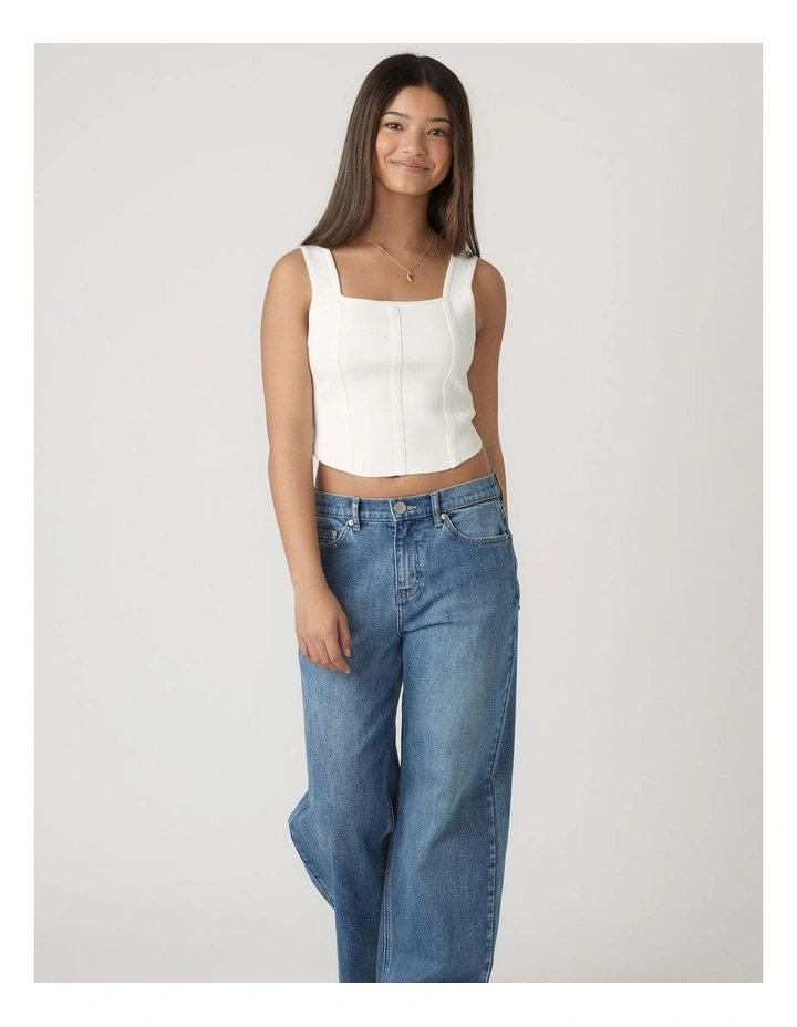 Mia Knit Corset Top in Cream image 1
