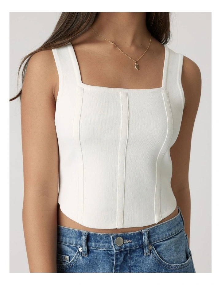 Mia Knit Corset Top in Cream image 3