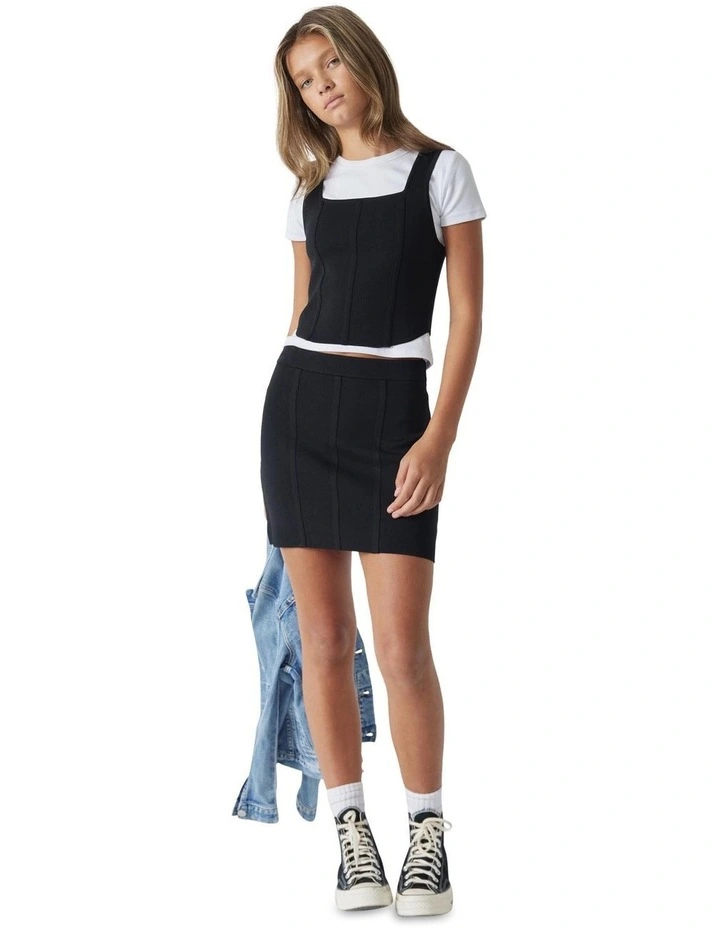 Girls Mia Mini Knit Skirt in Black image 1