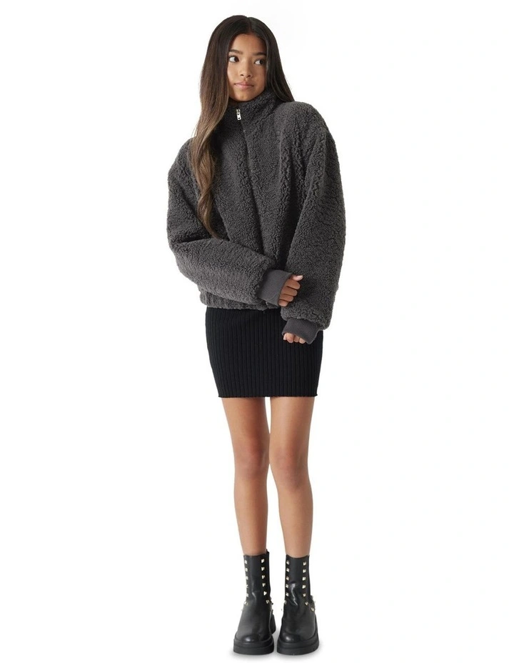 Girls Borg Teddy Zip Through in Graphite image 1