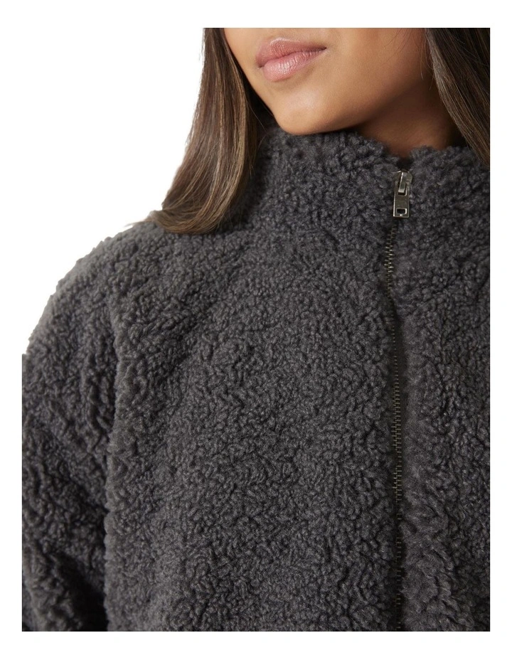 Girls Borg Teddy Zip Through in Graphite image 3