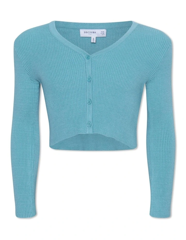 Greta V-Neck Button Top in Aqua image 4