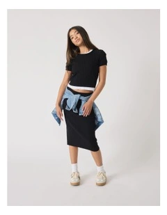 Georgina Knit Tee in Black